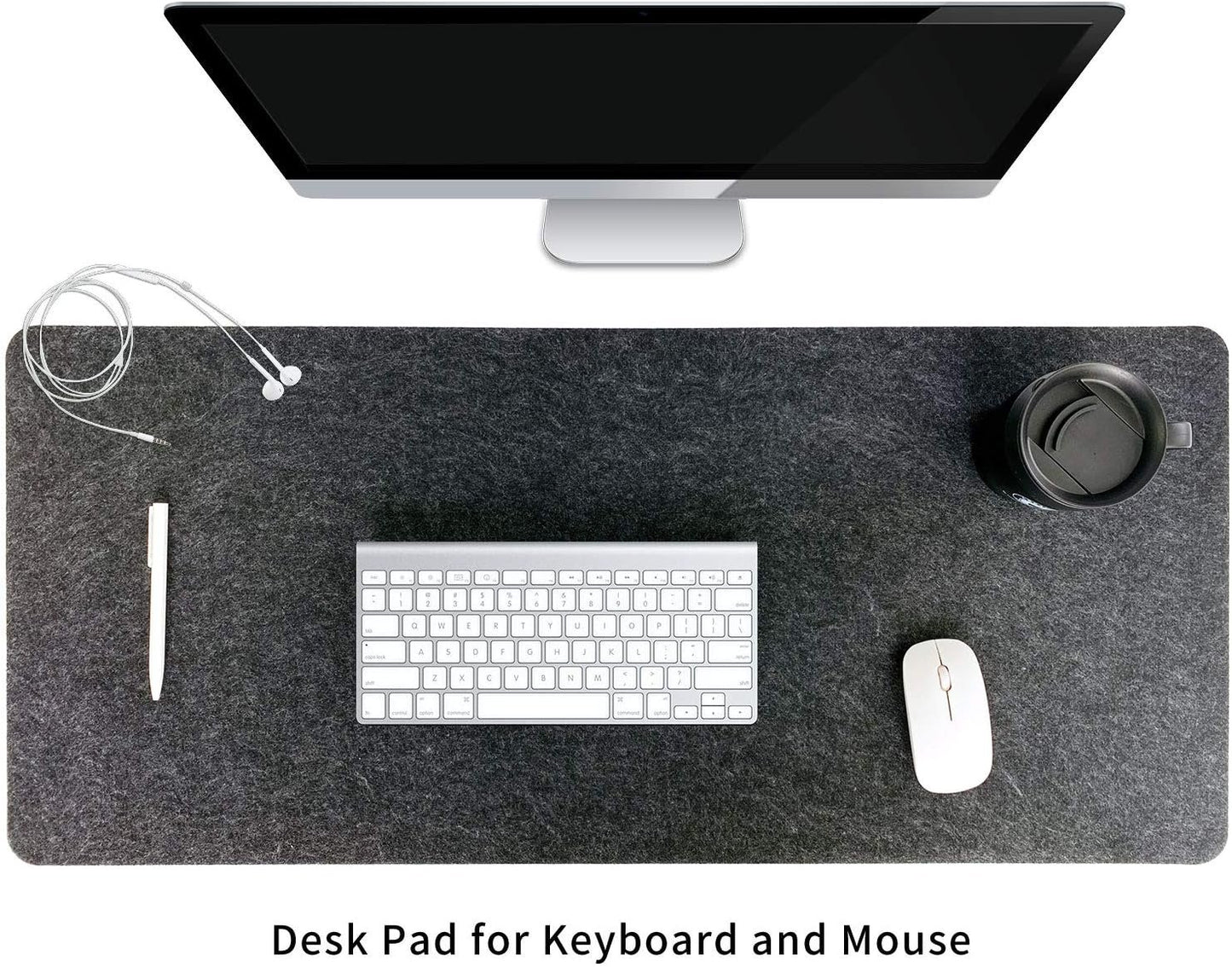 DawnTrees Felt Desk Mat (35.5" x15.8"), Desk Pad Protection, Keyboard Mat, Extra Large Mouse Pad, Suitable for PC,Computers, Laptops, Office and Home (Dark Gray)