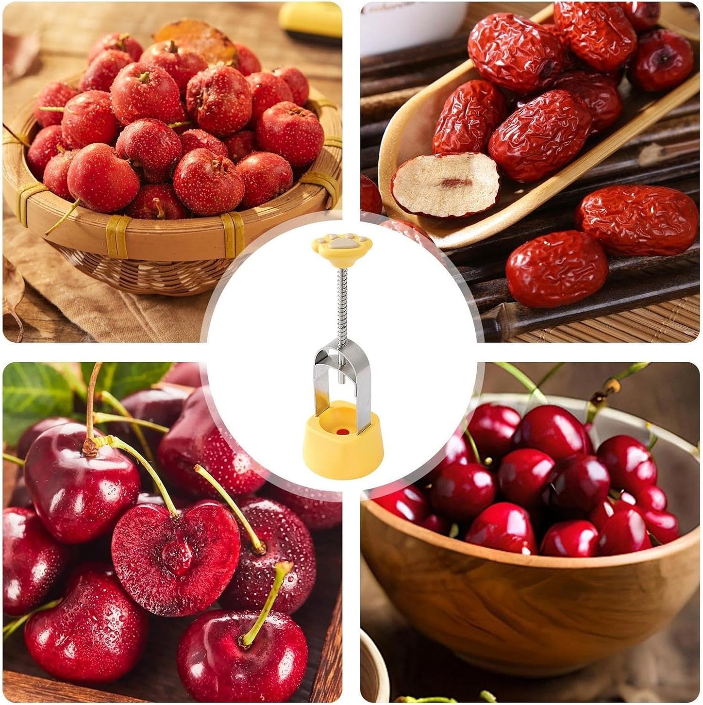 Manual Cherry Pitter – Cherry Remover Kitchen, Multi-Purpose Fruit Tool, Practical and Easy to Use, Manual Tool for Olive Grapes Jujube Hawthorn, Compact Gadget for Home Use