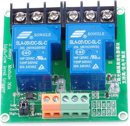 KNACRO 2-Channel 5V Relay Module High Low Level Triggering Optocoupler Isolation Load 30A DC 30V AC 250V for PLC Automation Control, Industrial System Control, Arduino