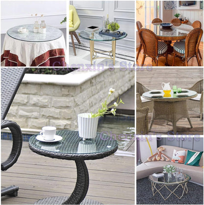 Round Clear Glass Table Top, Beveled Edge Tempered Glass 14in 19in 24in 28in 36in for Dining Coffee Patio Garden Table Tabletop, Scratch Resistant(36cm/14in)