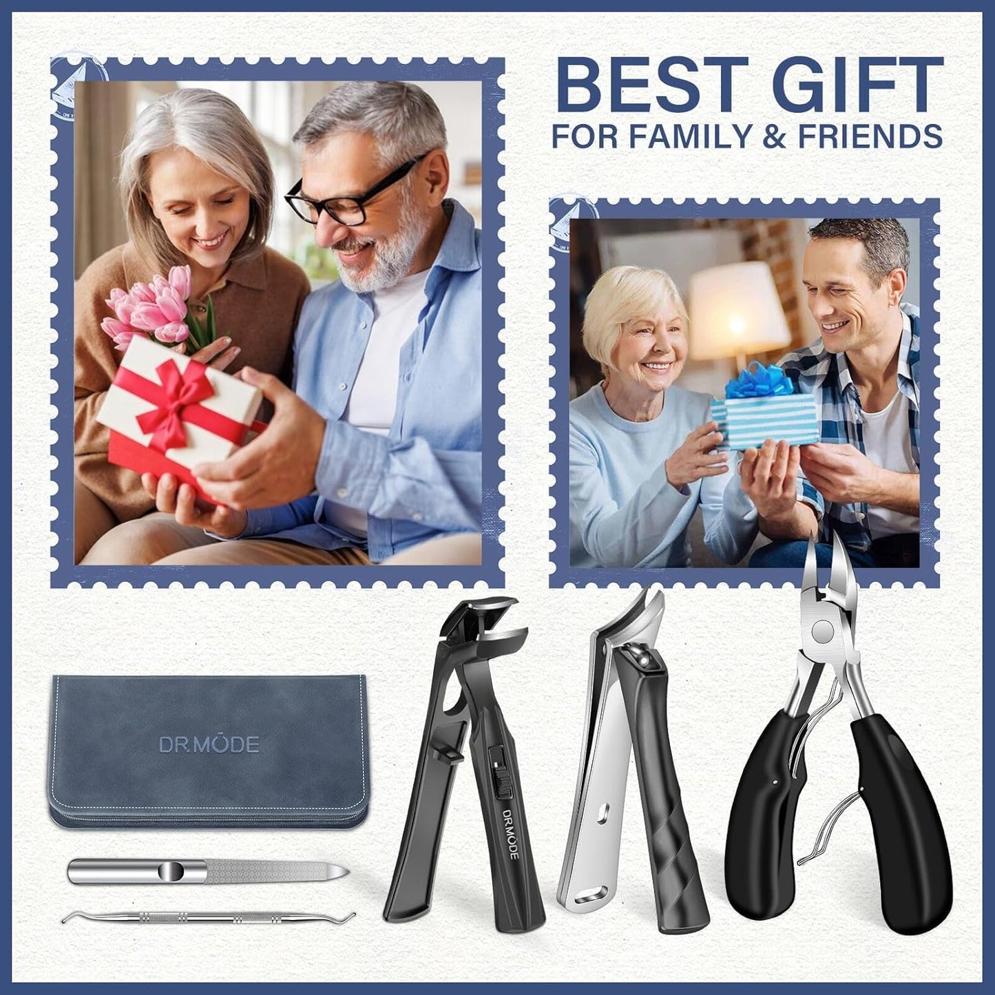 Toenail Clippers for Thick Toenails for Seniors, Angled Head Large Toe Nail Clippers Set for Men, Heavy Duty Ingrown Toenail Clippers with Wide Jaw, Ultra Sharp Slanted Nail Cutter with Long Handle