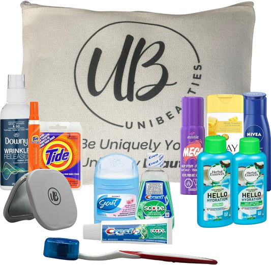 Travel Essentials: Travel Size Products bundle with mini travel essentials for women including mini deodorant travel size mouthwash & travel hairspray, skincare set & even laundry stain remover