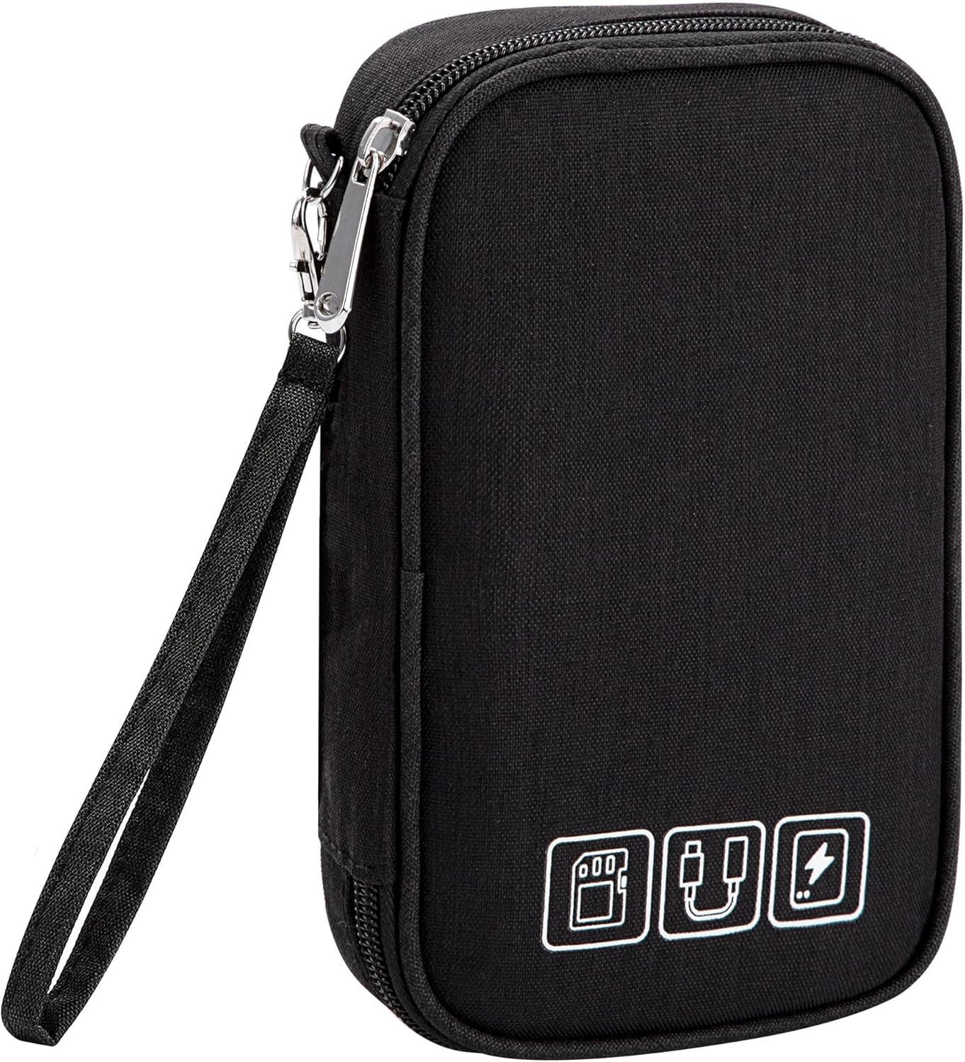QIMEI-SHOP Electronic Accessories Bag Small Travel Case for Cables Organizer for Hard Drives Charging Cables USB Charger 18.5 x 11.5 x 2.5 cm, Black, Minimalist