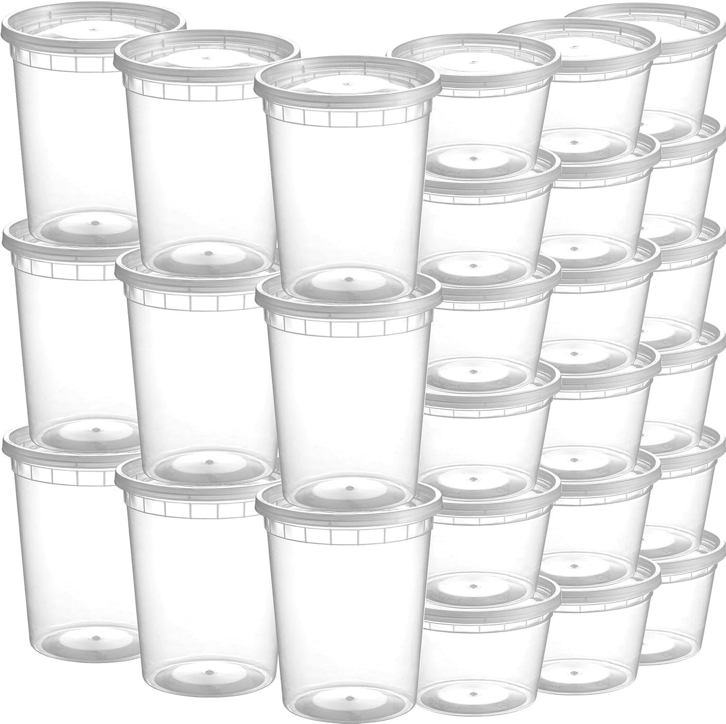 Deli Food Containers with Lids - (48 Sets) 24-32 Oz Quart Size & 24-16 Oz Pint Size Airtight Food Storage Takeout Meal Prep Containers with 54 Lids, BPA-Free, Dishwasher, Microwave Safe