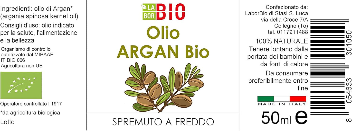 Organic Argan Oil 100% Pure Cold Pressed 50 ml – Body and Hair Wellness – Laborbio