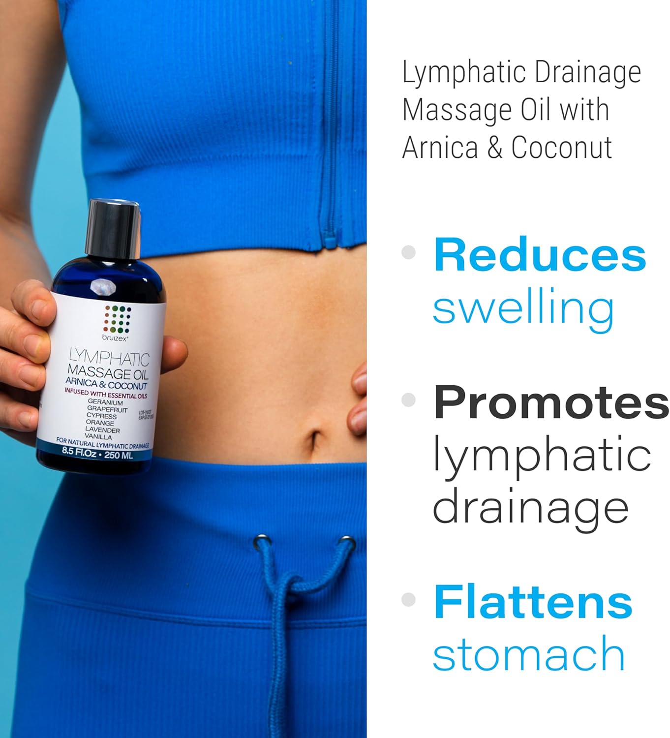 Bruizex Lymphatic Massage Oil: Natural Arnica & Lavender Oil for Post Surgery Recovery, Swelling & Water Retention Relief. Ideal for Liposuction, BBL, Tummy Tuck & More. 8oz by Bruizex