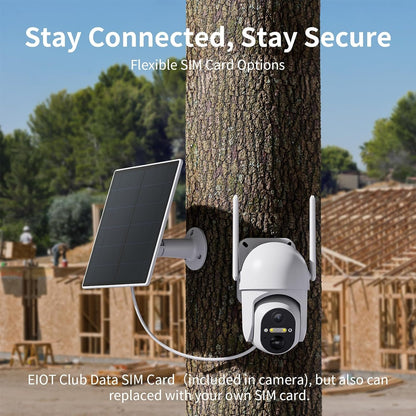 4G LTE Cellular Security Cameras Outdoor, 2 Pack No WiFi Security Camera Solar Powered with 360° View, 2K Color Night Vision, Includes SIM Card(Support Verizon/AT&T/T-Mobile)
