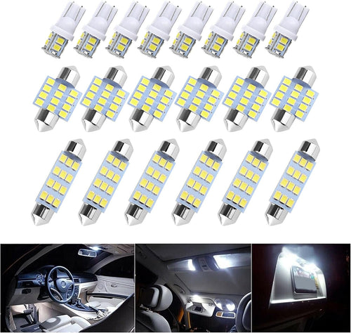 20PCS Car Interior Lights - Soft Bright White 6500K LED Bulbs - Automotive Replacement Lighting Products for Dome Map Reading Trunk Courtesy License Plate Lights(White)
