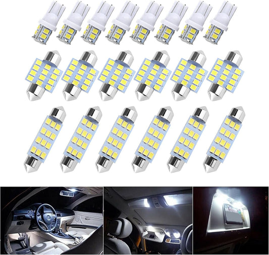 20PCS Car Interior Lights - Soft Bright White 6500K LED Bulbs - Automotive Replacement Lighting Products for Dome Map Reading Trunk Courtesy License Plate Lights(White)