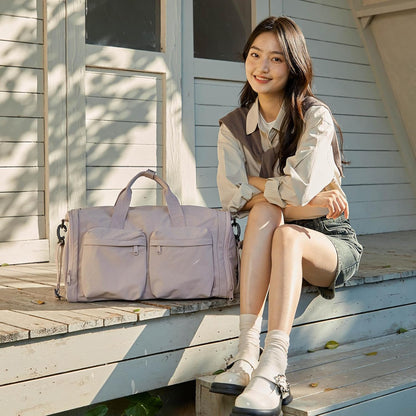 Gym Bag Duffle Bag for Travel: Gym Bag for Women Men Gym Bag with Shoe Compartment - 3 in 1 Carry on Bag Travel Duffel Bags with Trolley Sleeve - Lightweight Travel Bag Sports Bag (Soft Pink)