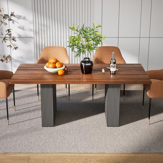 EUNEWR Dining Table, Dining Table, 120 x 80 cm, for 6-10 People, Retro Wood Dining Table for Dining Room, Kitchen, Living Room