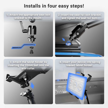 Arkon TAB801 22-Inch Heavy-Duty Aluminum Seat Rail Universal Tablet Mount