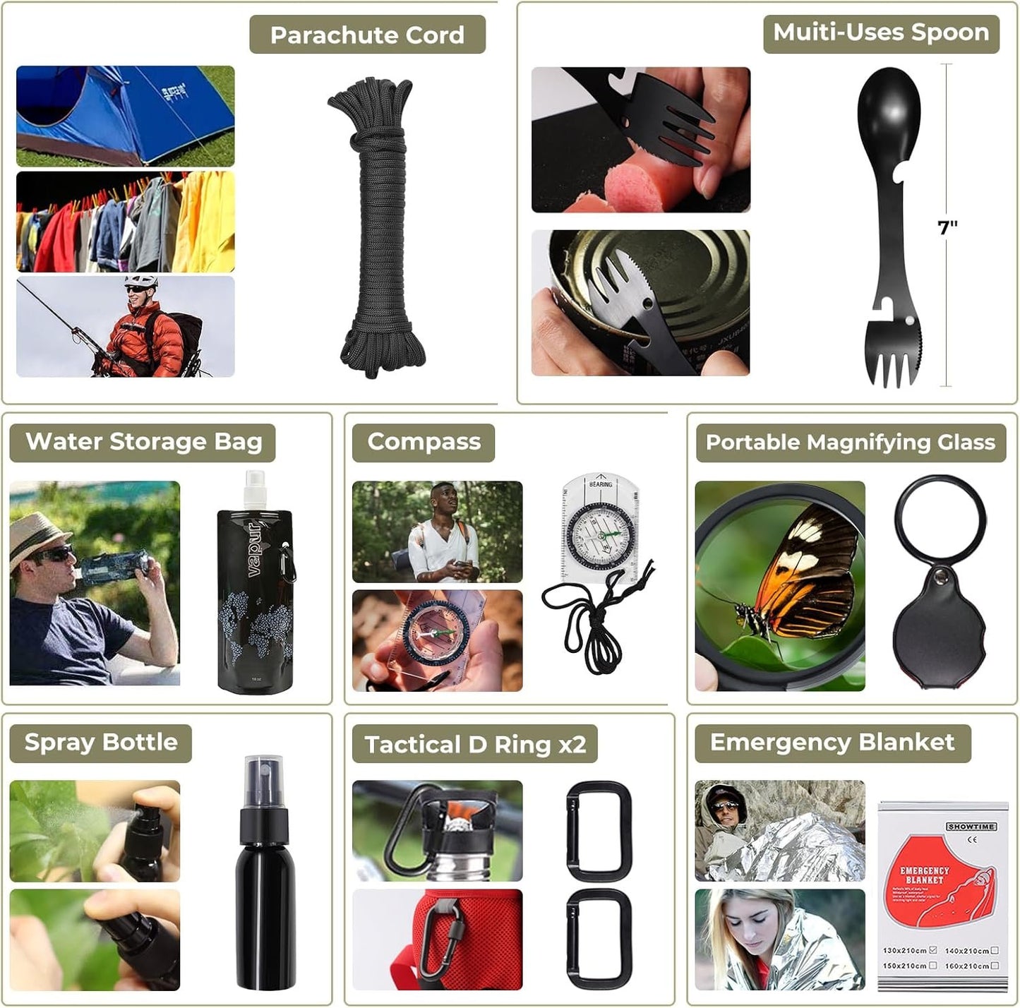 Tacsnake Multi-Purpose Emergency Survival Kit, Multi-Tools Survival Gear and Equipment with Molle Pouch, Gifts for Dad Men Camping Hiking Outdoor Emergency