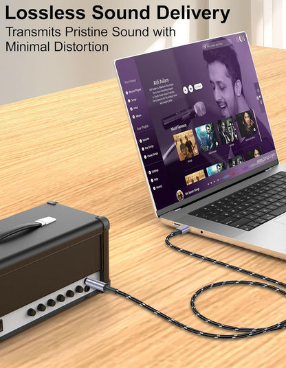 DCNETWORK USB-C to 6.35mm 1/4 inch TS Audio Cable, Gold Plated USB Type C to 1/4" Male Mono Interconnect Aux Adapter Cable Compatible with iPhone 15/16 Series, 3.3Feet