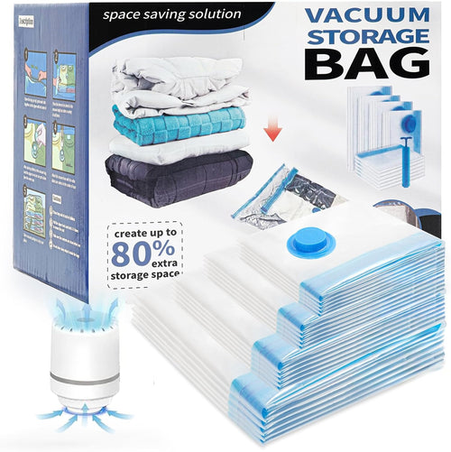 20 Pack Vacuum Storage Bags with Electric Air Pump(4 Jumbo,5 Large,5 Medium,6 Small),Multi-Size Space Saver Bags for Clothes, Pillows,Comforter,Bedding & Travel Organization,Moving Home Storage