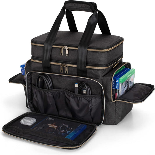 Trunab Console Travel Bag Compatible with Xbox Series X, Carrying Case with Multiple Storage Pockets for Xbox Controllers, Headset, Portable Hard Disk and More Accessories, Black (Patented Design)