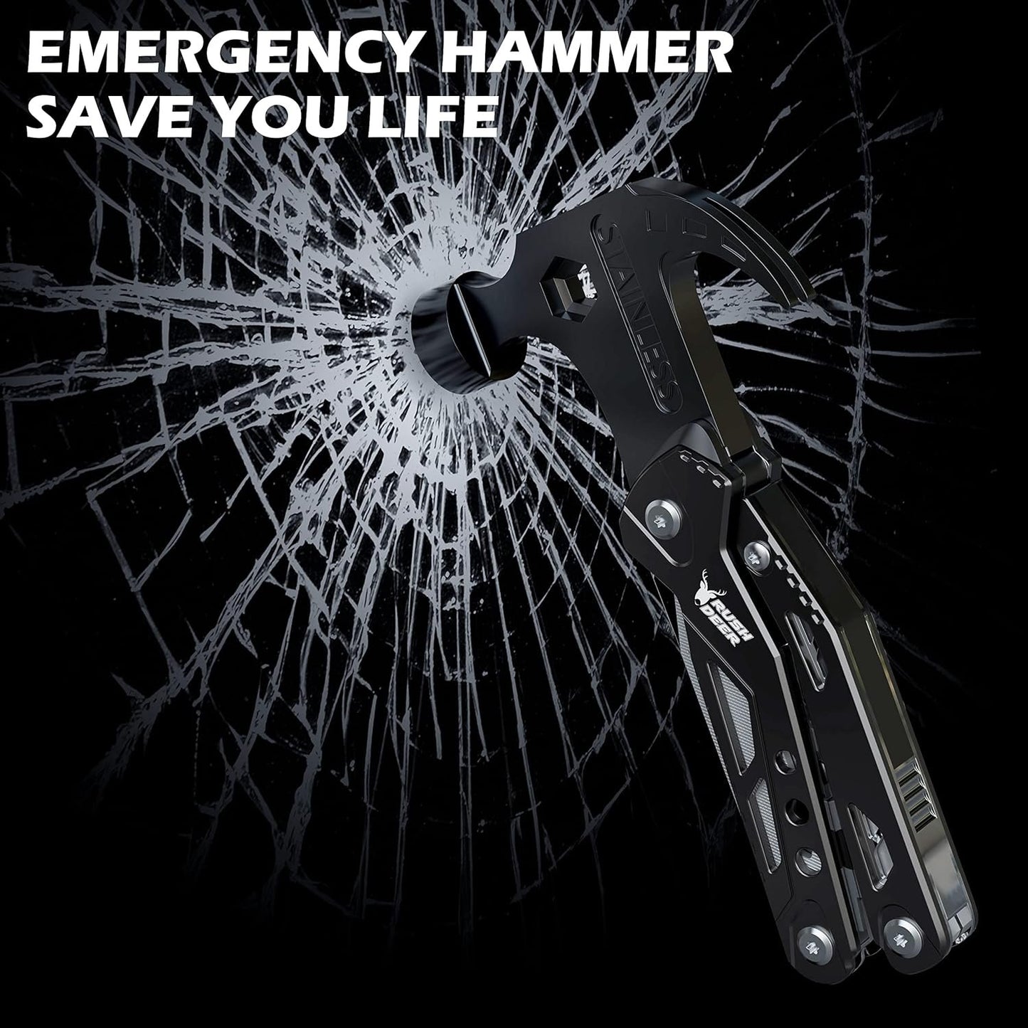 Rush Deer 14-in-1 Multitool, Gifts for Dad, Mini Hammer Multitool, Small Hammer Tool, Survival Gear and Supplies, Christmas Gift for Boy Husbands