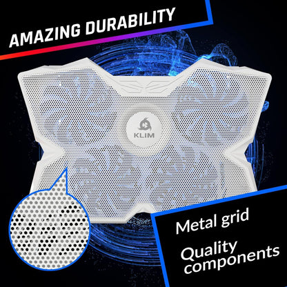 KLIM Wind Laptop Cooling Pad - More Than 500 000 Units Sold - New Version - The Most Powerful Rapid Action Cooling Fan - Laptop Stand with 4 Cooling Fans at 1200 RPM - USB Fan - PS5, PS4 - Full White