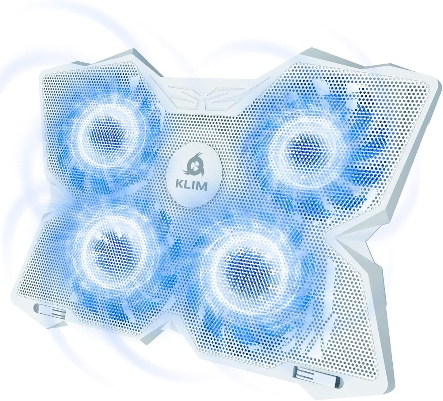 KLIM Wind Laptop Cooling Pad - More Than 500 000 Units Sold - New Version - The Most Powerful Rapid Action Cooling Fan - Laptop Stand with 4 Cooling Fans at 1200 RPM - USB Fan - PS5, PS4 - Full White
