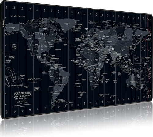 Anpollo Extended Speed Gaming Mouse Pad Large Size 35.4 x 15.7 inches Desk Mat Mousepad with Personalized Design - Black World Map