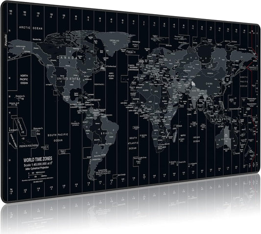 Anpollo Extended Speed Gaming Mouse Pad Large Size 35.4 x 15.7 inches Desk Mat Mousepad with Personalized Design - Black World Map