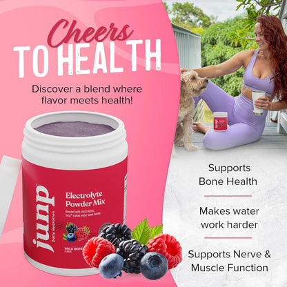 JUNP Hydration Electrolyte Powder, Electrolytes Drink Mix Supplement, Zero Calories Sugar and Carbs, Kosher, Wild Berry Flavor, 90 Servings