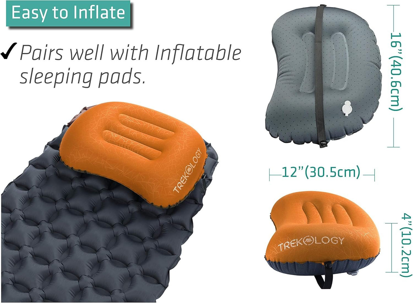 TREKOLOGY Pillow ALUFT 2.0, Camping Pillow for Sleeping, Inflatable Pillow, Inflatable Travel Pillow Camp Pillow, Oreiller de Voyage Backpacking Pillow Comfy Air Pillow for Camping Oreiller Camping