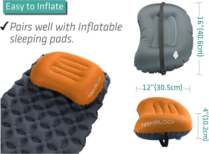 TREKOLOGY Pillow ALUFT 2.0, Camping Pillow for Sleeping, Inflatable Pillow, Inflatable Travel Pillow Camp Pillow, Oreiller de Voyage Backpacking Pillow Comfy Air Pillow for Camping Oreiller Camping
