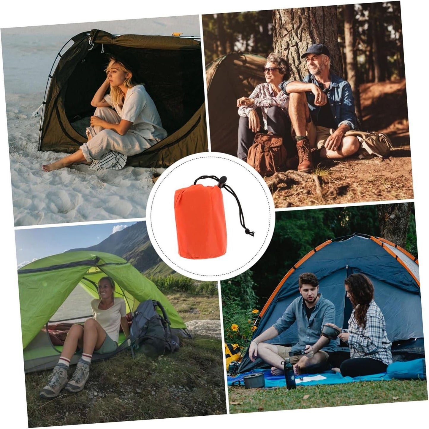 Generic 3 Set Outdoor Survival Gear Camping Bag Emergency Blankets Lightweight Survival Tent Emergency Hiking Tent Portable Thermal Orange Pet Aluminized Film