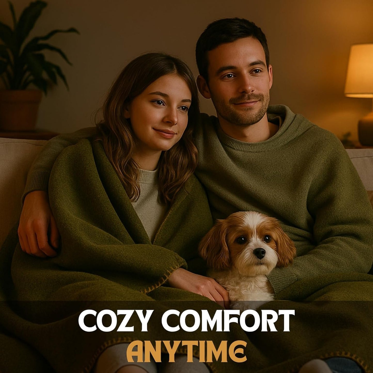 JMR 66X90 Military Wool Blanket for Emergency,Camping & Everyday Use (Olive Green)