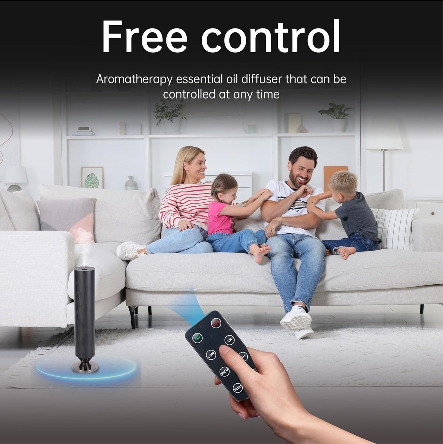 Waterless Diffuser for Home - Durable Metal Case Essential Oil Diffuser, Remote Controls& Bluetooth Control, Cover Up to 6000 cu ft, Mute, Aroma Diffusers for Essential Oils, Diffuser for Large House