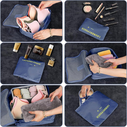 BAYINBROOK 9 Piece Suitcase Organizer, Packing Cube Set, Travel Organizer for Clothes, Cosmetics, Shoes, Intim (Dark Blue)