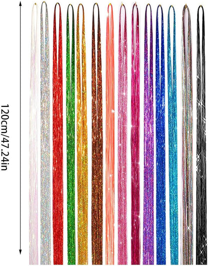 syayw Kit Fili Luminosi Per Capelli,Set Capelli Fatati Con Filo Luccicante - Accessori Glitter Termoresistenti Per Cosplay Completi Di Attrezzi Per Natale Capodanno Matrimoni Feste A Tema Compleanni