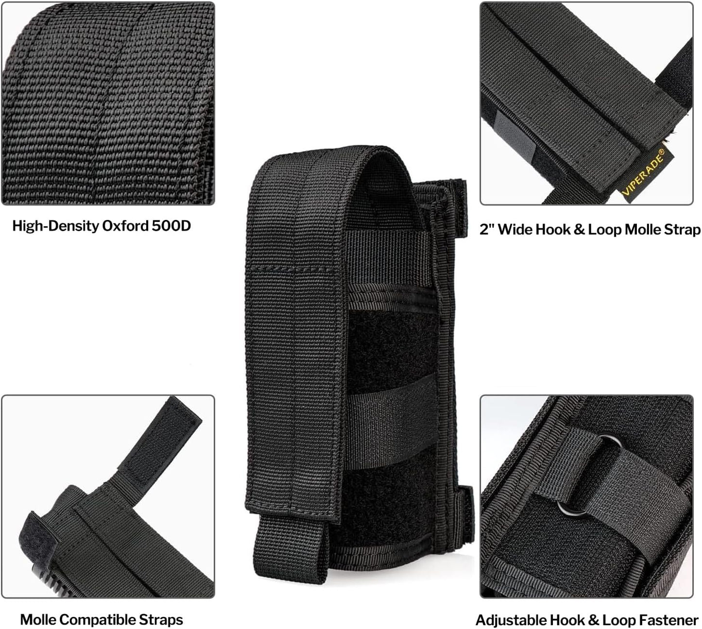 VIPERADE Flashlight Holster, Flashlight Holder for Belt, MOLLE Flashlight Pouch, Tactical Flahlight Pouch