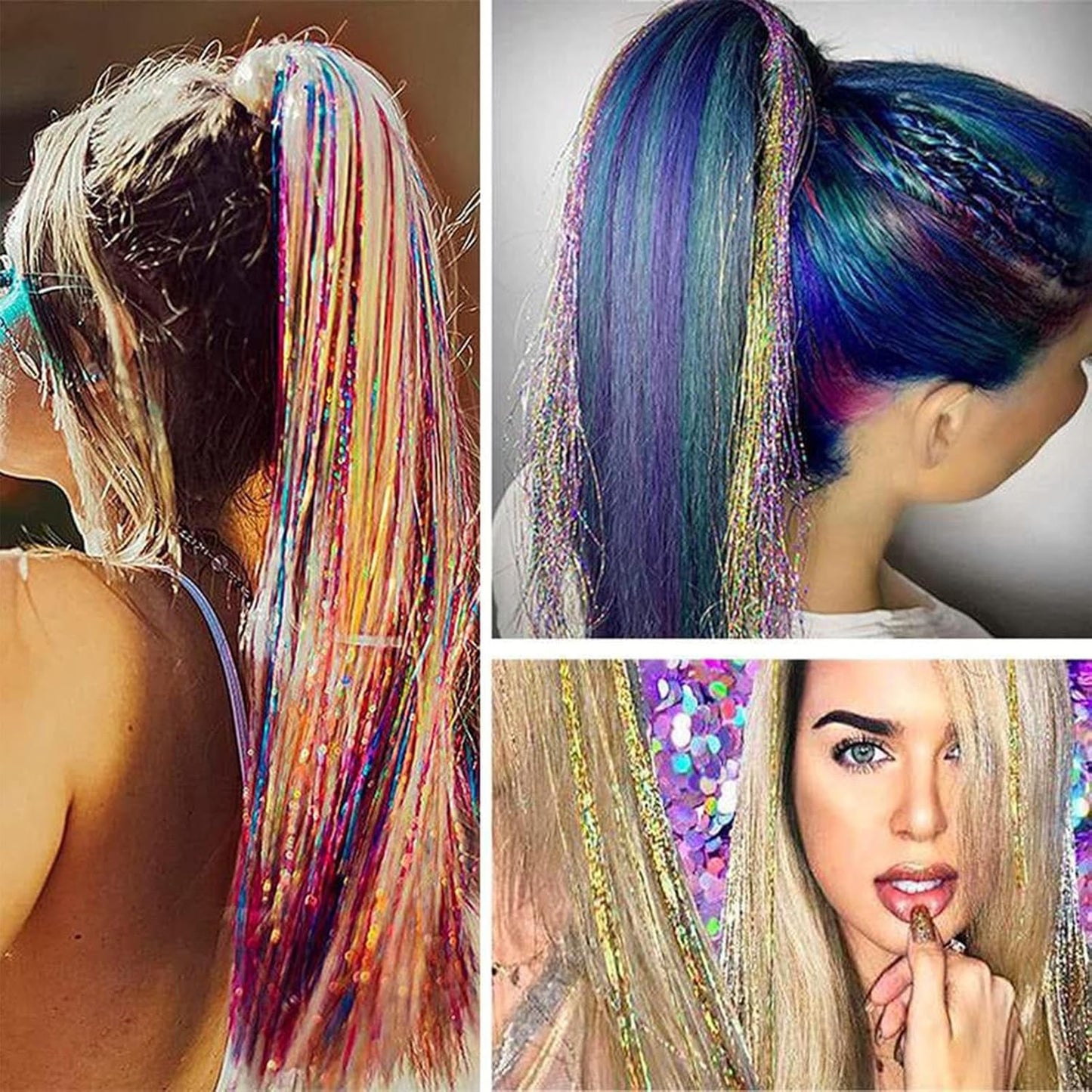 syayw Kit Fili Luminosi Per Capelli,Set Capelli Fatati Con Filo Luccicante - Accessori Glitter Termoresistenti Per Cosplay Completi Di Attrezzi Per Natale Capodanno Matrimoni Feste A Tema Compleanni