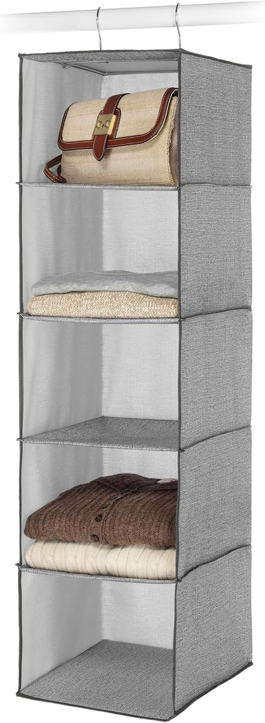 Whitmor Hanging Accessory Shelves, 5 Open Sweater Shelves, Crosshatch Gray