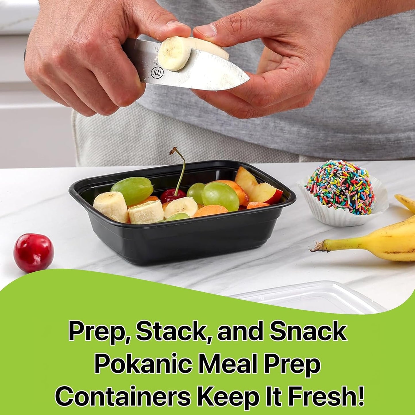 Pokanic Meal Prep Containers [10 Set] 24 oz with Lids, 1 compartment, Stackable, Reusable, Leakproof, Food Safe, Microwave, Freezer & Dishwasher Safe for Food Prep Storage Bento Box (10 Set, 24 oz)