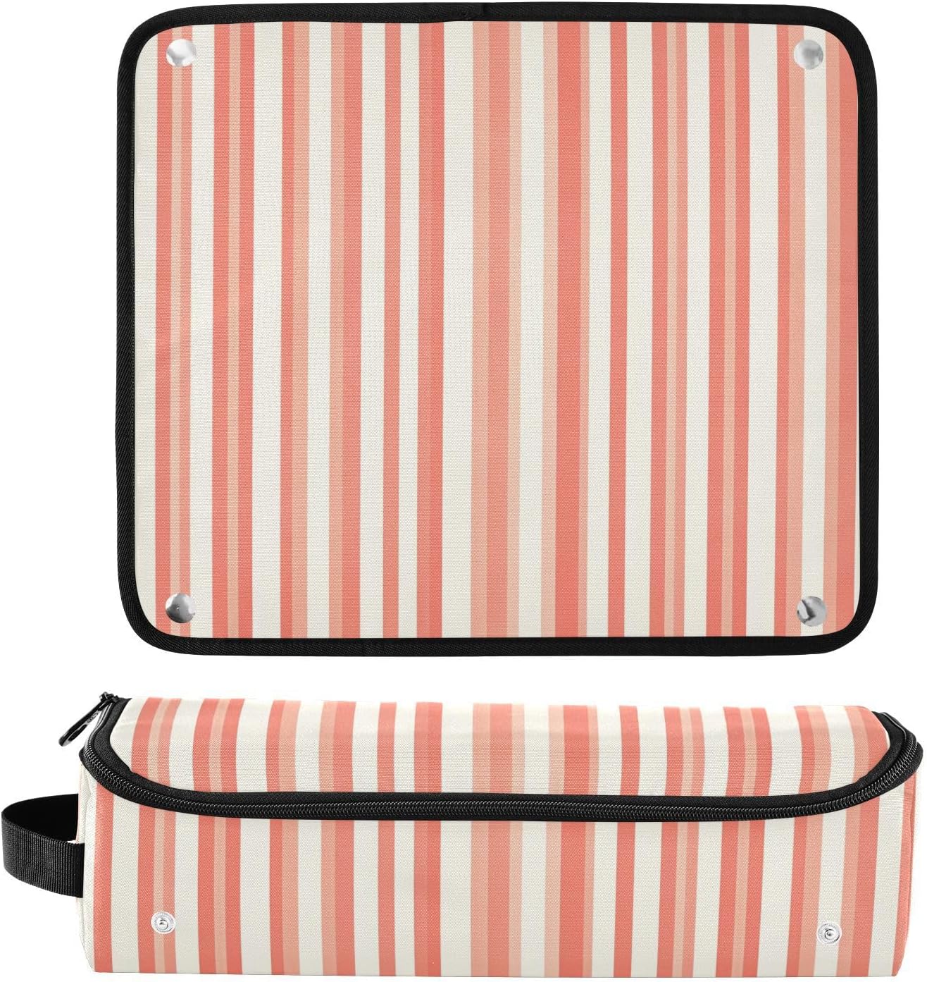 Borsa da viaggio per attrezzi per capelli a righe di salmone scuro per donne con tappetino in ferro portatile custodia da viaggio per strumenti caldi e accessori per la cura dei capelli Borsa da