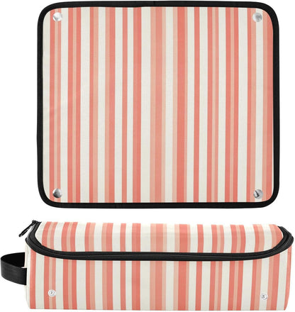 Borsa da viaggio per attrezzi per capelli a righe di salmone scuro per donne con tappetino in ferro portatile custodia da viaggio per strumenti caldi e accessori per la cura dei capelli Borsa da