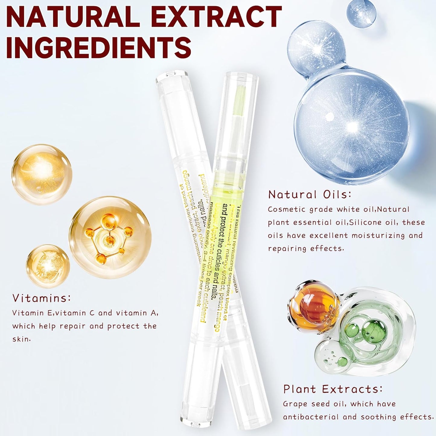 Cuticle Oil Pens - 8 PCS Revitalizing Oil Pen with Soft Brush for Nail Care, Cuticle Softener to Prevent Dry and Cracked Nails with Nail File, Mixed Scents
