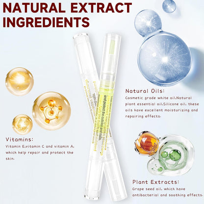 Cuticle Oil Pens - 8 PCS Revitalizing Oil Pen with Soft Brush for Nail Care, Cuticle Softener to Prevent Dry and Cracked Nails with Nail File, Mixed Scents