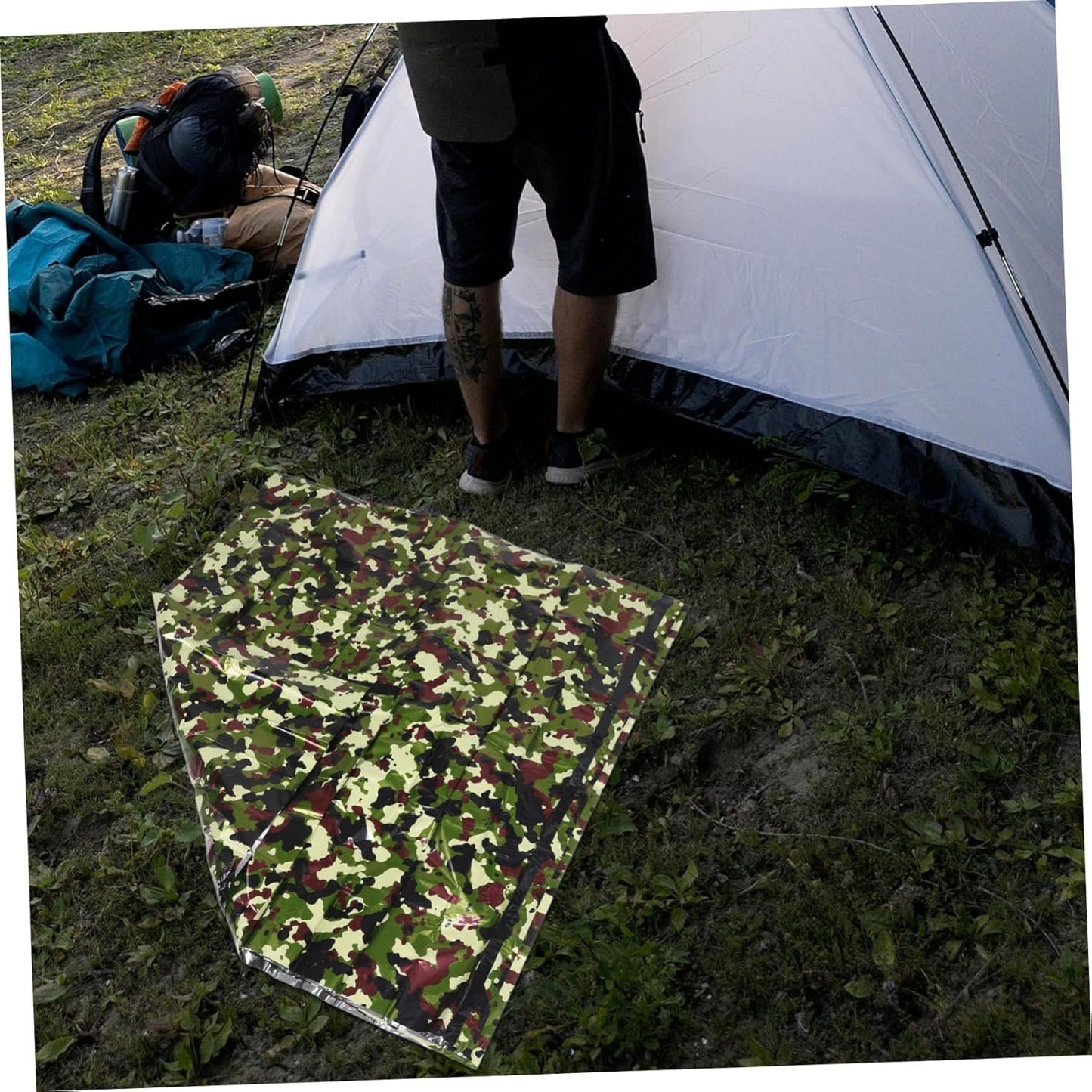 TOYANDONA 1 Set Thermal Insulation Emergency Survival Sleeping Tent Lightweight Portable Bivy Sack for Camping Hiking and Critical Situations Robust Warm Keeping Blanket Camouflage