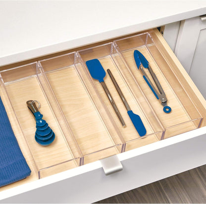 iDesign Clarity Drawer, Kitchen and Bathroom Organization Silverware, Spatulas, Gadgets, Clear