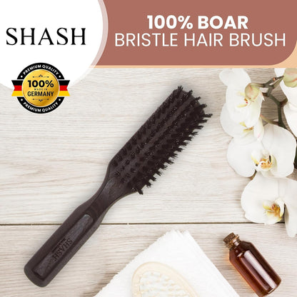 Made in Germany - 100% Boar Bristle Hair Brush, Suitable For Thin To Normal Hair - Naturally Conditions Hair, Improves Texture, Exfoliates, Soothes and Stimulates the Scalp