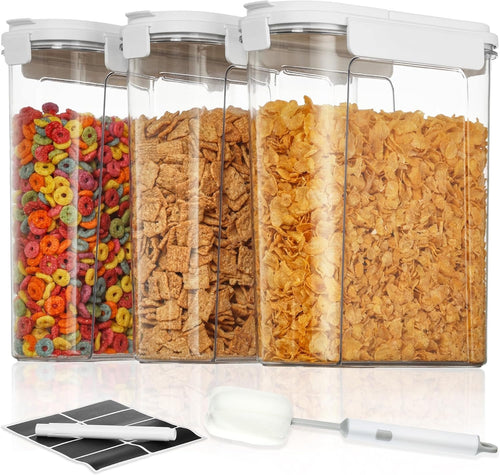 Vtopmart Cereal Containers Set, 3 PCS Airtight Food Storage Container with Flip-Top Lids, Plastic Organizer Dispenser for Kitchen, Pantry Organization (135.2oz/4L)