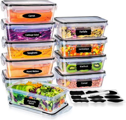 Feshory 10 Pack Meal Prep Containers & Bento Lunch Boxes with Leak Proof Lids - Food Storage Container, Freezer Containers, Fridge Organiser for Home & Kitchen Organisation