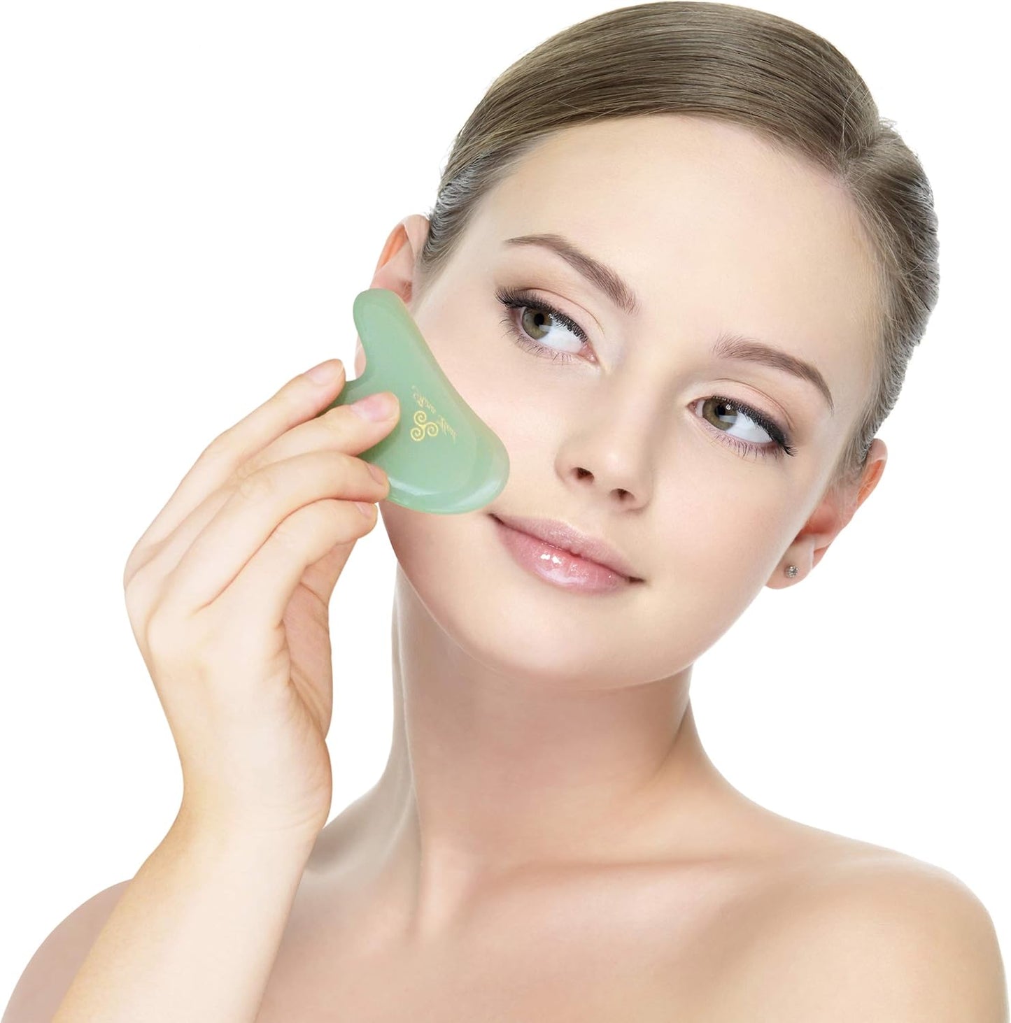Set of 2 Facial Massagers for Skin Care, Facial Rejuvenation, Anti-wrinkles, Anti-Aging Facelift, Cosmetic Self-Treatment, Jade Massagers Gua Sha Plate for Women