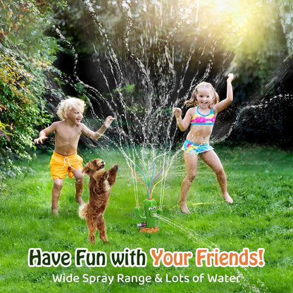 HeySplash Water Sprinkler Toy, Sprinkler for Kids Outdoor Play, Sprinkler Toy with 6 Wiggle Tubes, Outside Backyard Lawn Toys, Splashing Fun for 3-8 Year Old Boys Girls, Attach to Garden Hose, Cactus