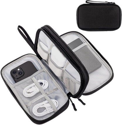 ProCase Electronics Organizer Travel Case, Portable Tech Cable Organizer Bag, Charger Organizer Case Pouch for Travel Accessories, Electronics, Power Bank, Wire -Black