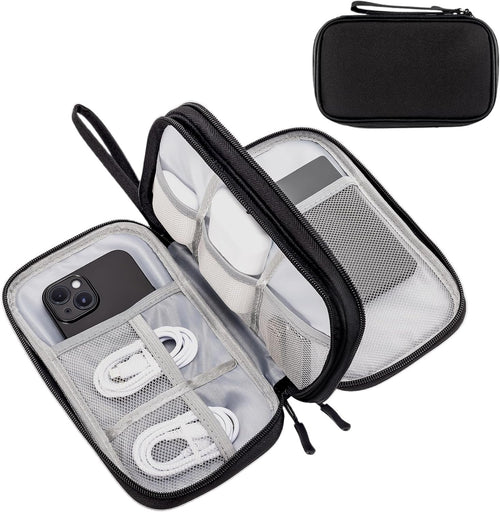ProCase Electronics Organizer Travel Case, Portable Tech Cable Organizer Bag, Charger Organizer Case Pouch for Travel Accessories, Electronics, Power Bank, Wire -Black